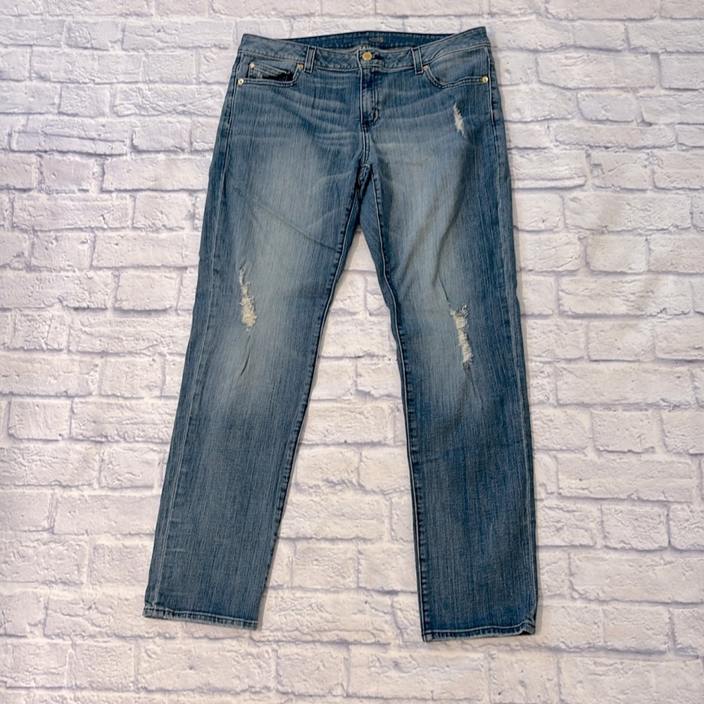 Michael Kors Dillon Relaxed Straight Leg Mid Rise Denim Blue Jeans Size 10
